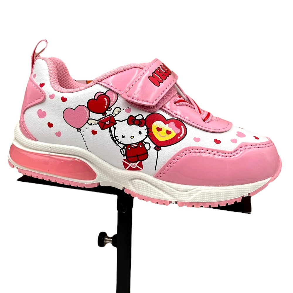 Hello Kitty Little‎ Girls Balloon Light Up Sneakers Size 11 White-Pink Slip-on